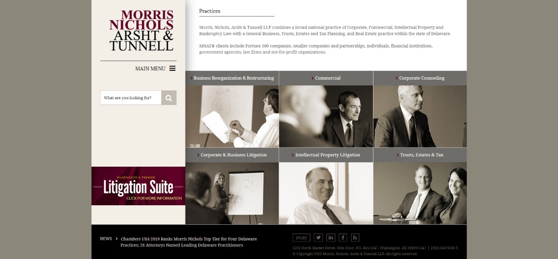 Morris, Nichols, Arsht & Tunnell Screenshot